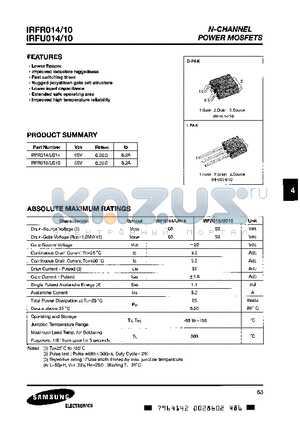 IRFR014 datasheet - N-CHANNEL POWER MOSFET