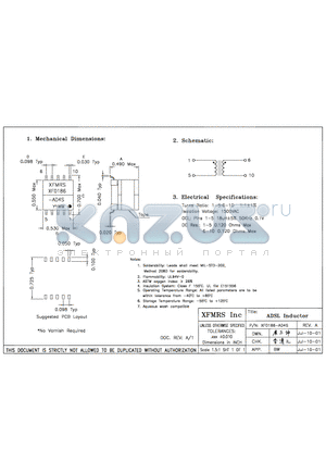 XF0186-AD4S datasheet - ADSL Inductor