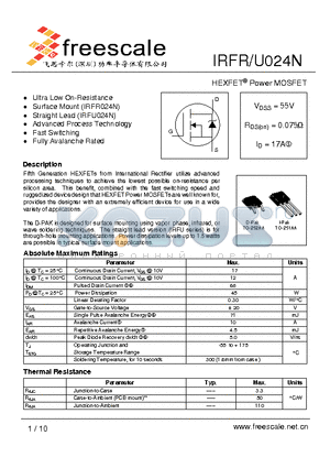 IRFR024N datasheet - HEXFET^ Power MOSFET