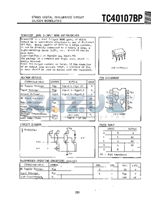 TC40107BP datasheet - C2MOS DIGITAL INTEGRATED CIRCUIT SILICON MONOLITHIC