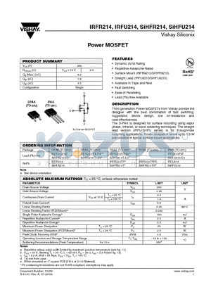 IRFR214 datasheet - Power MOSFET