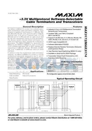 MAX3172CAI datasheet - 3.3V Multiprotocol Software-Selectable Cable Terminators and Transceivers