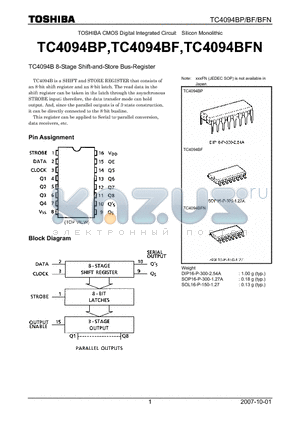 TC4094BFN datasheet - 8-Stage Shift-and-Store Bus-Register