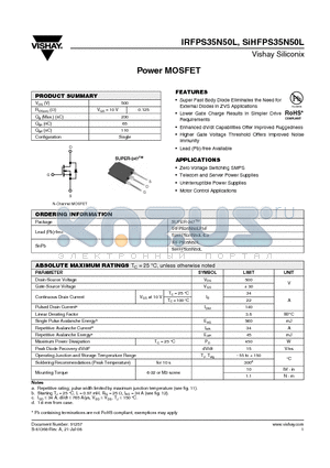 IRFPS35N50L datasheet - IRFPS35N50L