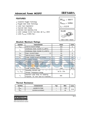 IRFS440A datasheet - Advanced Powre MOSFET