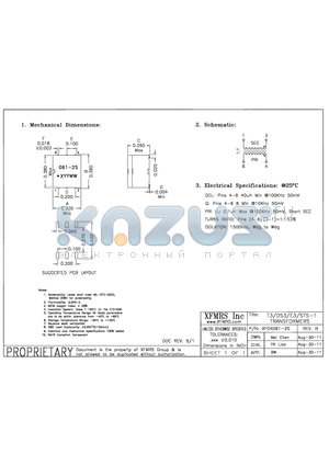 XF04061-2S_11 datasheet - UNLESS OTHERWISE SPECIFIED TOLERANCES -0.010 DIMENSIONS IN INCH