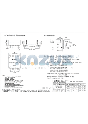 XF0426A-EFD20S datasheet - 30W POE Transformer