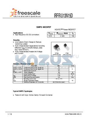 IRFU13N15D datasheet - HEXFET^ Power MOSFET