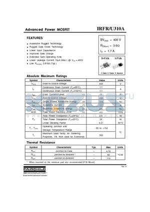 IRFU310A datasheet - Advanced Power MOSFET