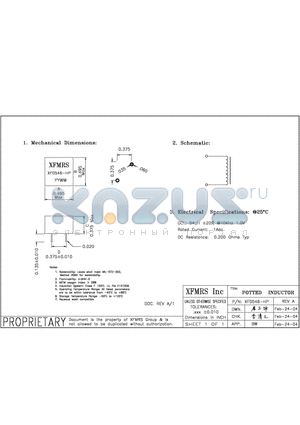 XF0546-HP datasheet - PTTED INDUCTOR