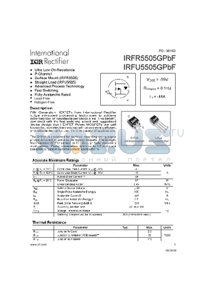 IRFU5505GPBF datasheet - Ultra Low On-Resistance