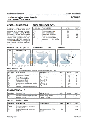 IRFZ44NS datasheet - N-channel enhancement mode TrenchMOS transistor