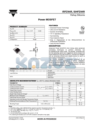 IRFZ44RPBF datasheet - Power MOSFET