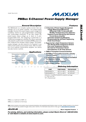 MAX34440 datasheet - PMBus 6-Channel Power-Supply Manager