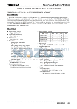 TC58FVM5T2AFT65 datasheet - TOSHIBA MOS DIGITAL INTEGRATED CIRCUIT SILICON GATE CMOS