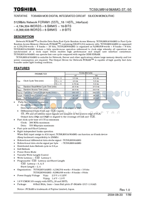 TC59LM914AMG datasheet - MOS DIGITAL INTEGRATED CIRCUIT SILICON MONOLITHIC