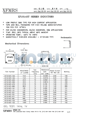 XF10145T-151 datasheet - INDUCTORS