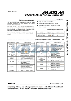 MAX3745 datasheet - Evaluation Kit