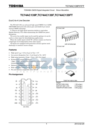 TC74AC139FT_12 datasheet - Dual 2-to-4 Line Decoder