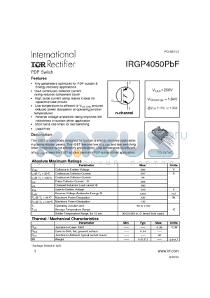 IRGP4050PBF datasheet - Microelectronic Power IC