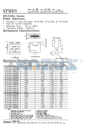 XF121204-5R5M050 datasheet - POWER INDUCTORS