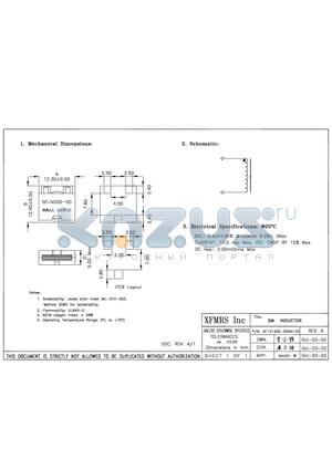 XF121205-0R2N120 datasheet - SM INDUCTOR