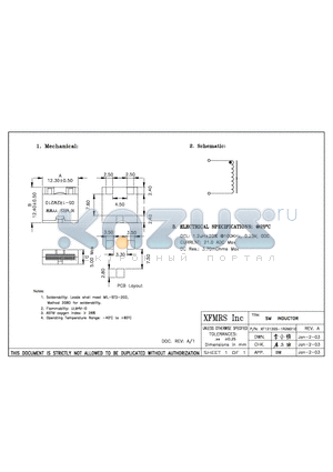 XF121205-1R2M210 datasheet - SM INDUCTOR