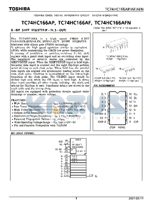 TC74HC166AFN datasheet - 8-BIT SHIFT REGISTER(P-IN, S-OUT)