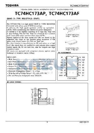 TC74HC173AF datasheet - CMOS DIGITAL INTEGRATED CIRCUIT SILICON MONOLITHIC