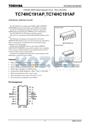 TC74HC191AF datasheet - 4-Bit Binary Up/Down Counter