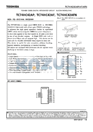 TC74HC42AF datasheet - BCD-TO-DECIMAL DECODER