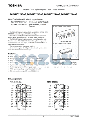 TC74HC7244AP datasheet - Octal Bus Buffer (with schmitt trigger inputs)