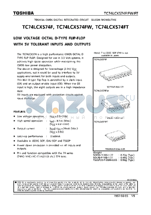 TC74LCX574FW datasheet - LOW VOLTAGE OCTAL D-TYPE FLIP-FLOP WITH 5V TOLERANT INPUTS AND OUTPUTS