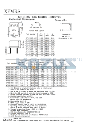 XF131309-132 datasheet - INDUCTOR