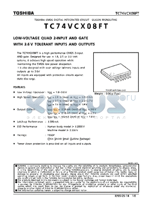 TC74VCX08FT datasheet - LOW-VOLTAGE QUAD 2-INPUT AND GATE WITH 3.6V TOLERANT INPUTS AND OUTPUTS