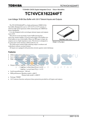 TC74VCX162244FT datasheet - Low-Voltage 16-Bit Bus Buffer with 3.6-V Tolerant Inputs and Outputs