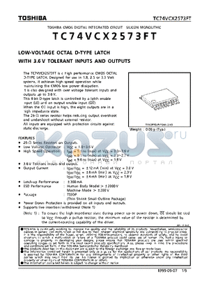 TC74VCX2573FT datasheet - LOW VOLTAGE OCTAL D-TYPE LATCH WITH 3.6V TOLERANT INPUTS AND OUTPUTS