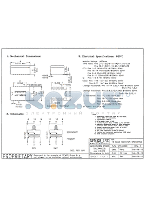 XF14062B datasheet - UNLESS OTHERWISE SPECIFIED TOLERANCES -0.010 DIMENSIONS IN INCH