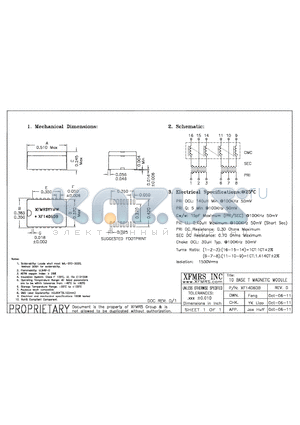 XF1406DB datasheet - UNLESS OTHERWISE SPECIFIED TOLERANCES -0.010 DIMENSIONS IN INCH