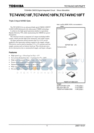 TC74VHC10F_07 datasheet - Triple 3-Input NAND Gate