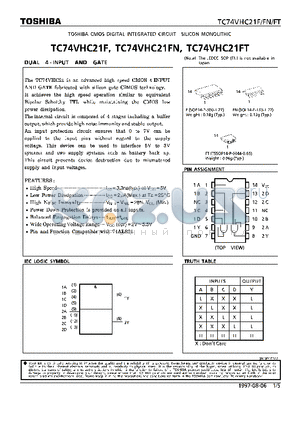 TC74VHC21F datasheet - DUAL 4-INPUT AND GATE