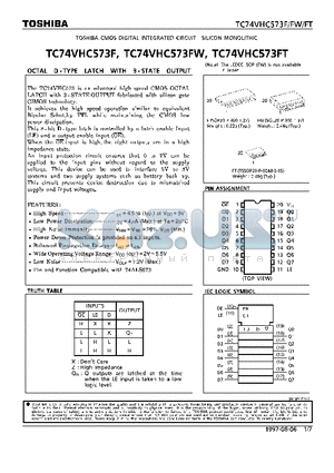 TC74VHC573FW datasheet - OCTAL D-TYPE LATCH WITH 3-STATE OUTPUT