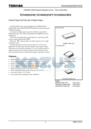 TC74VHC574FT datasheet - Octal D-Type Flip Flop with 3-State Output