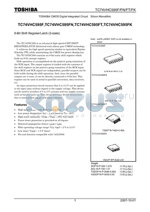 TC74VHC595FK datasheet - 8-Bit Shift Register/Latch (3-state)