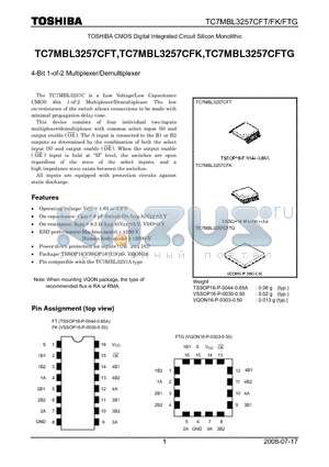 TC7MBL3257CFTG datasheet - 4-Bit 1-of-2 Multiplexer/Demultiplexer