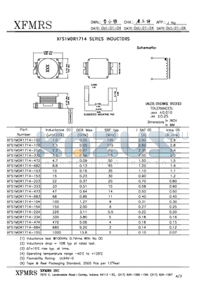 XF1MDR1714-153 datasheet - INDUCTORS