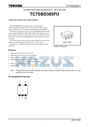 TC7SBD385FU datasheet - Single Bus Switch with Level Shifting