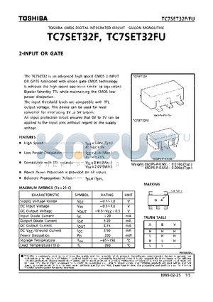 TC7SET32F datasheet - 2-INPUT OR GATE