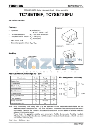TC7SET86F_09 datasheet - TOSHIBA CMOS Digital Integrated Circuit Silicon Monolithic