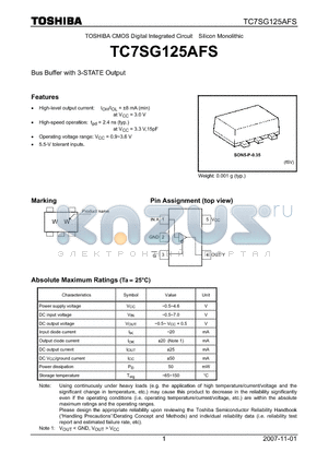 TC7SG125AFS datasheet - Bus Buffer with 3-STATE Output